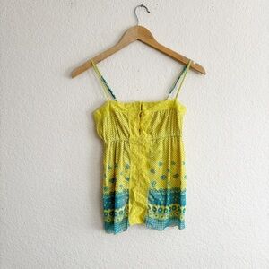 Max Rave Green and Blue Smocked Camisole Top Size S